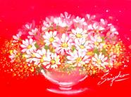 花の絵　ファンタジック水彩画