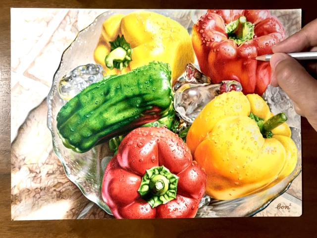 大人の色鉛筆画教室講師作品展　　講師：ぼんぼん先生