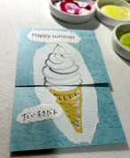 夏にチャレンジ！！和のイラスト体験「びっくりソフトクリームのグリーティングカード」