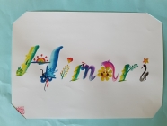 【1day】カラフルでキラキラ☆花文字で名前を書いてみよう♪
