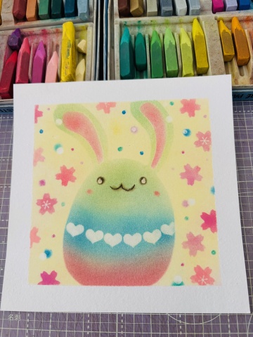 指を描くパステルアート