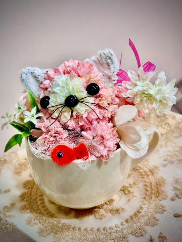 【にゃんカル～JEUGIA猫まつり～】2/28(土)花ニャンコのコーヒーカップアレンジ