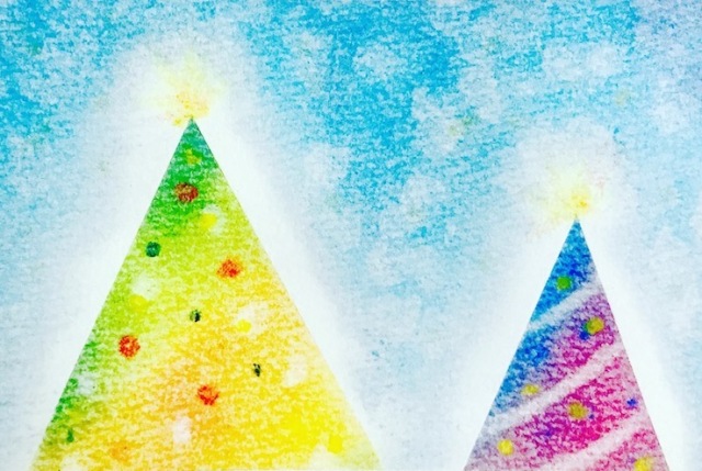 【1day】3色パステルアートでクリスマスツリーを描きましょう♪