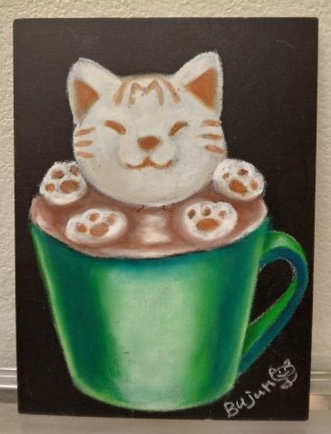 にゃんカル企画　チョークアート体験会「にゃんこ3Dラテアートを描こう」