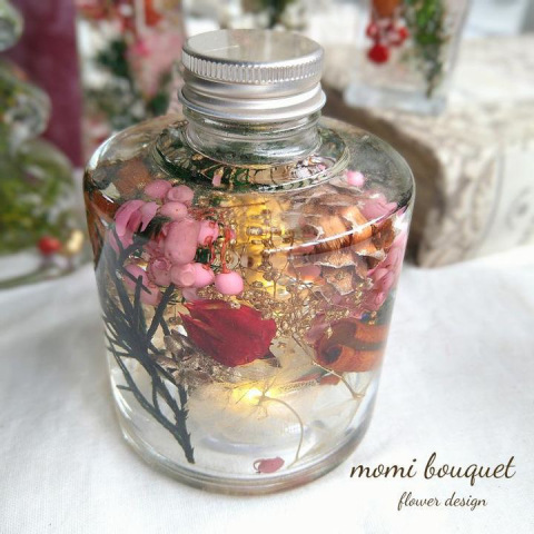 ハーバリウムランタン作り