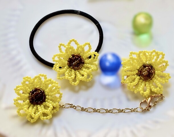 【入会金不要】☆夏休みこども1日講座☆ビーズで作るひまわりのアクセサリー