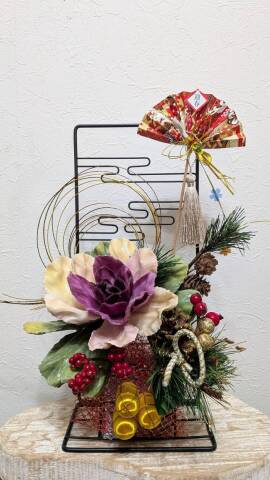 ロウの花でつくる「葉牡丹」