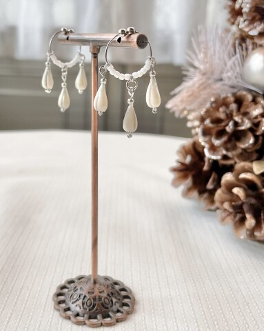 【1日講座・入会金不要】雪解けの雫～スノードロップのピアス/イヤリング～